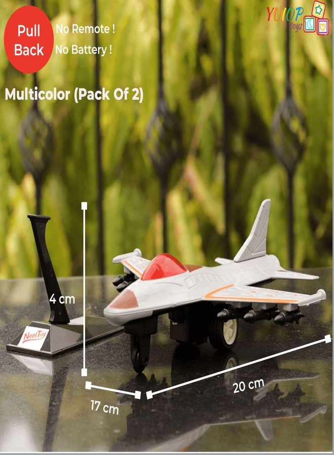 YUIOP - F16 Plane - 2 Pcs - Army Fighter Plane - Friction Powered Pull Back Toy Plane - Realistic Design - Die Cast Plane - Vibrant Colors - Pack of 2 - Image 2